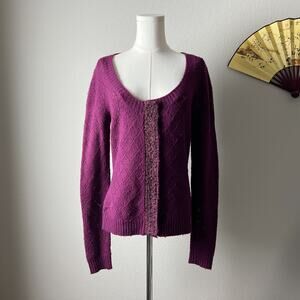 y2k purple scoop neck babydoll beaded twilight bella swan cardigan sweater